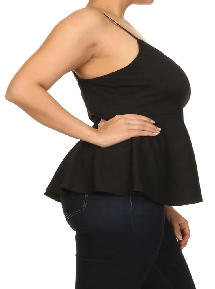 Plus Size Sexy Black Peplum Tank