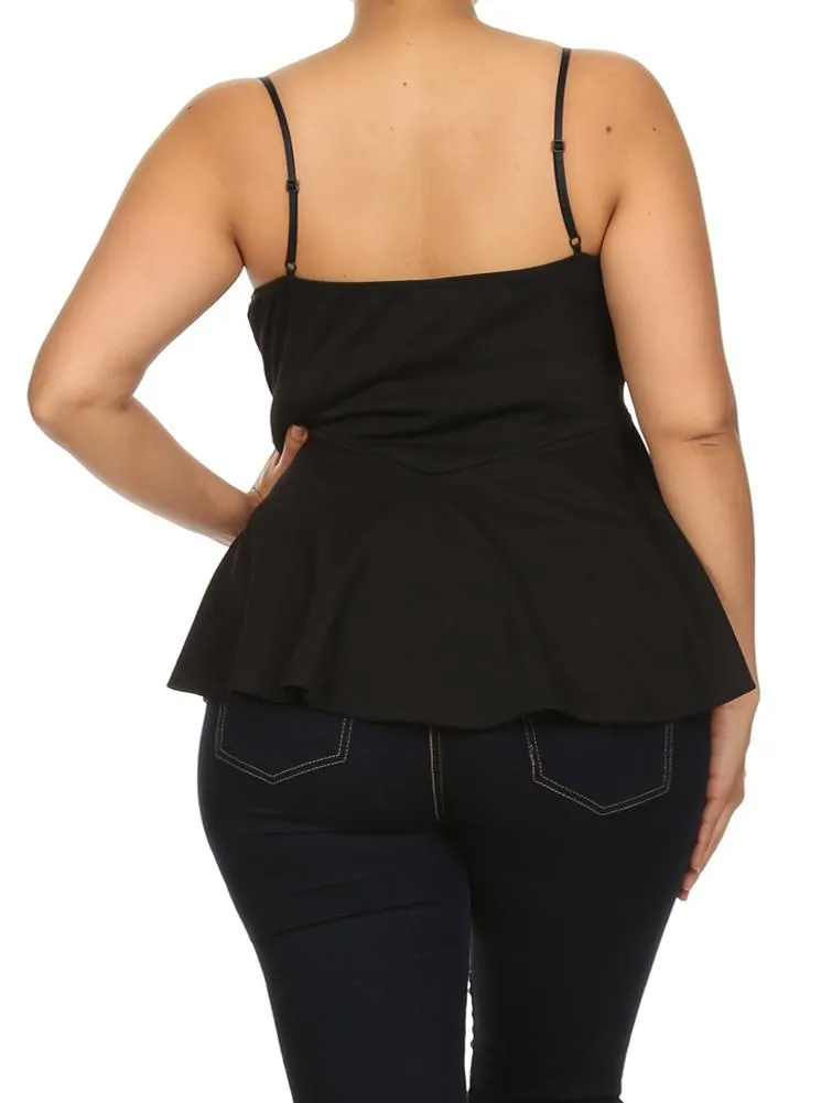 Plus Size Sexy Black Peplum Tank