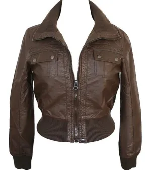 Plus Size Sexy Diva Bomber Brown Jacket