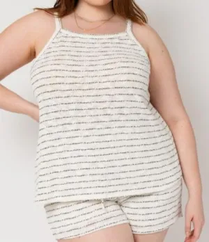 Plus Size Sleeveless Striped Top
