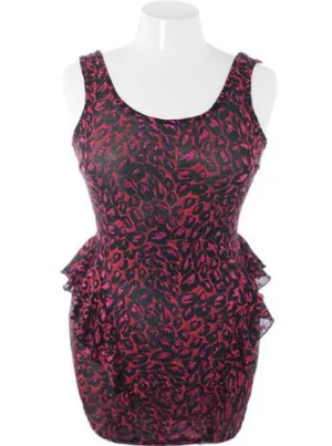 Plus Size Sparkling Peplum Tank Red Dress