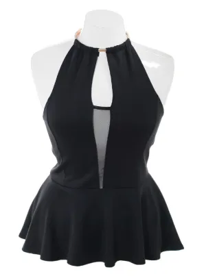 Plus Size Sultry Pursuit Peplum Black Top