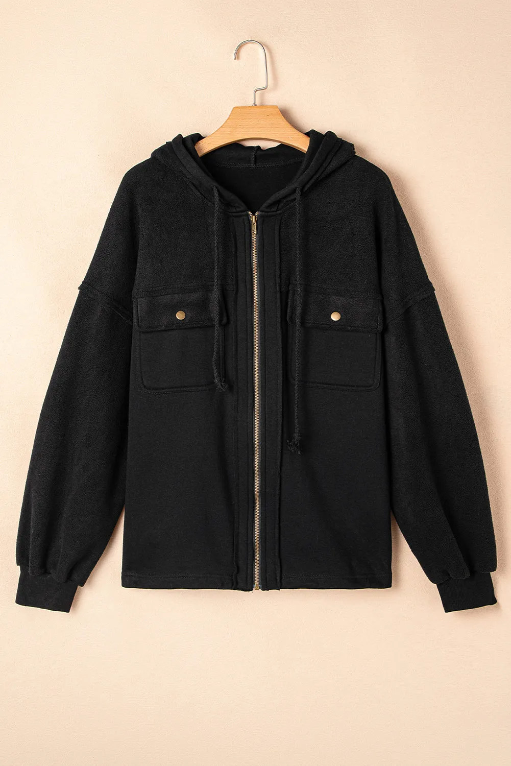 Plus Size Zip Up Hooded Jacket