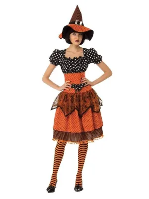 Polka Dot Pinup Witch Adult Halloween Costume