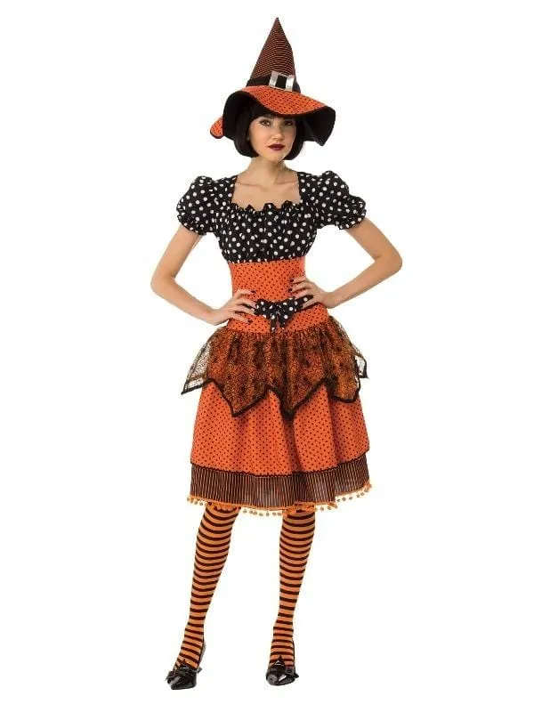 Polka Dot Pinup Witch Adult Halloween Costume