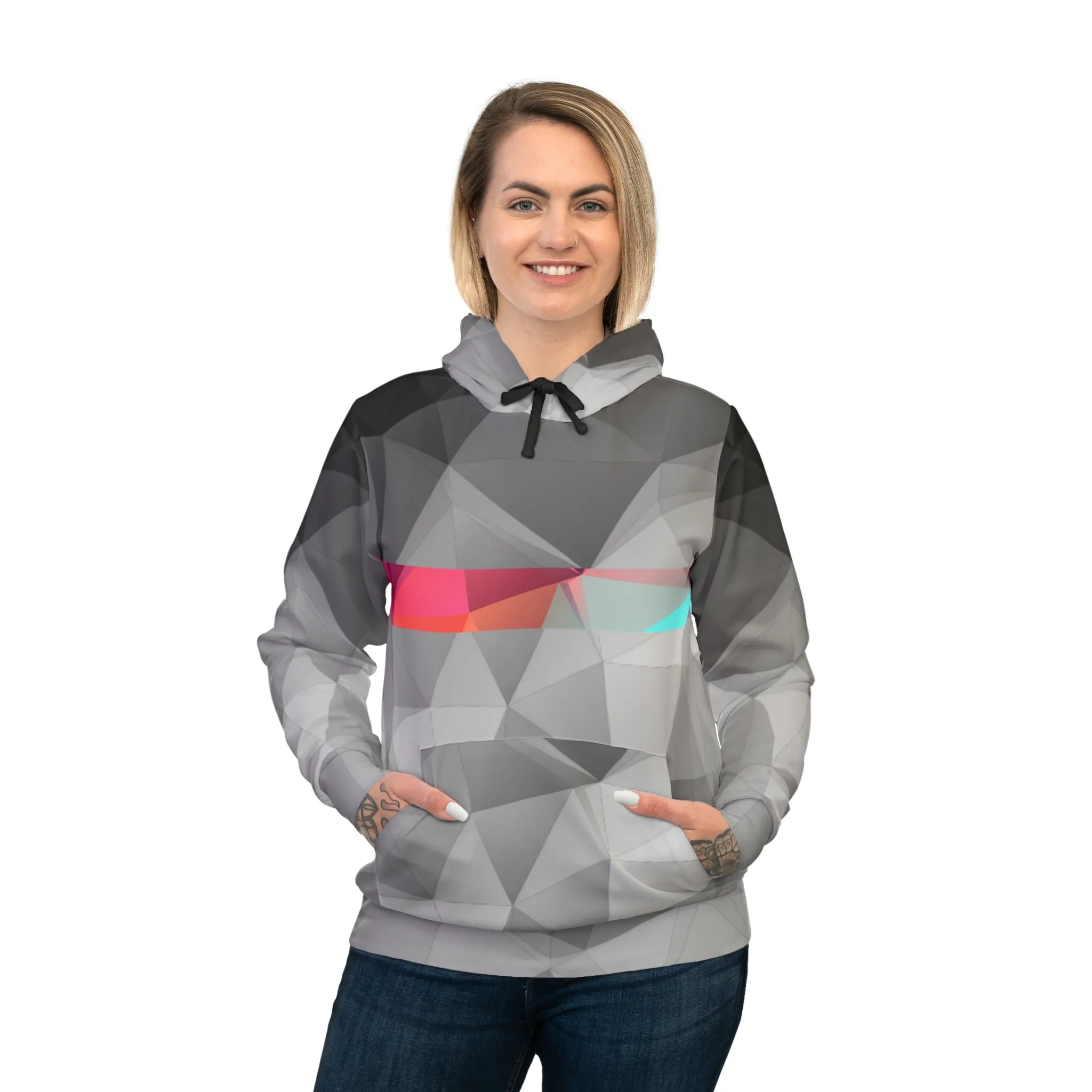 Polygon Contrast Athletic Hoodie (AOP)