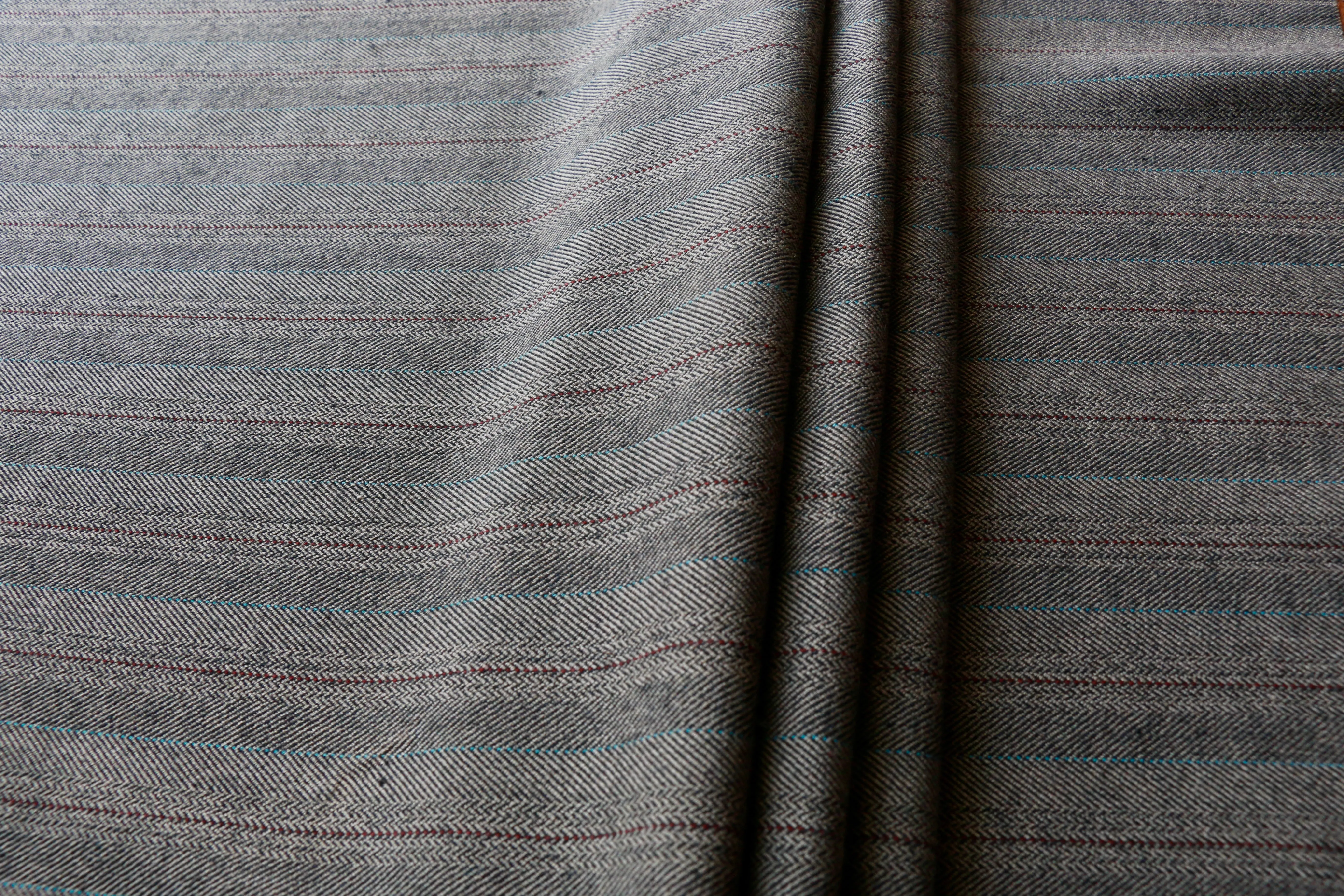 POLYVISCOSE SUITING - Beige herringbone and stripe design