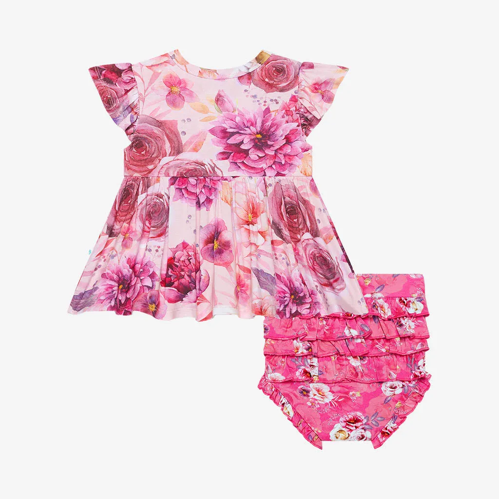 Posh Peanut Amira Ruffled Capsleeve Basic Peplum Top & Bloomer Set