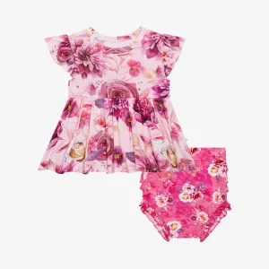 Posh Peanut Amira Ruffled Capsleeve Basic Peplum Top & Bloomer Set