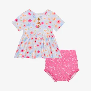 Posh Peanut Carissa S/S Henley Peplum Top & Bloomer Set