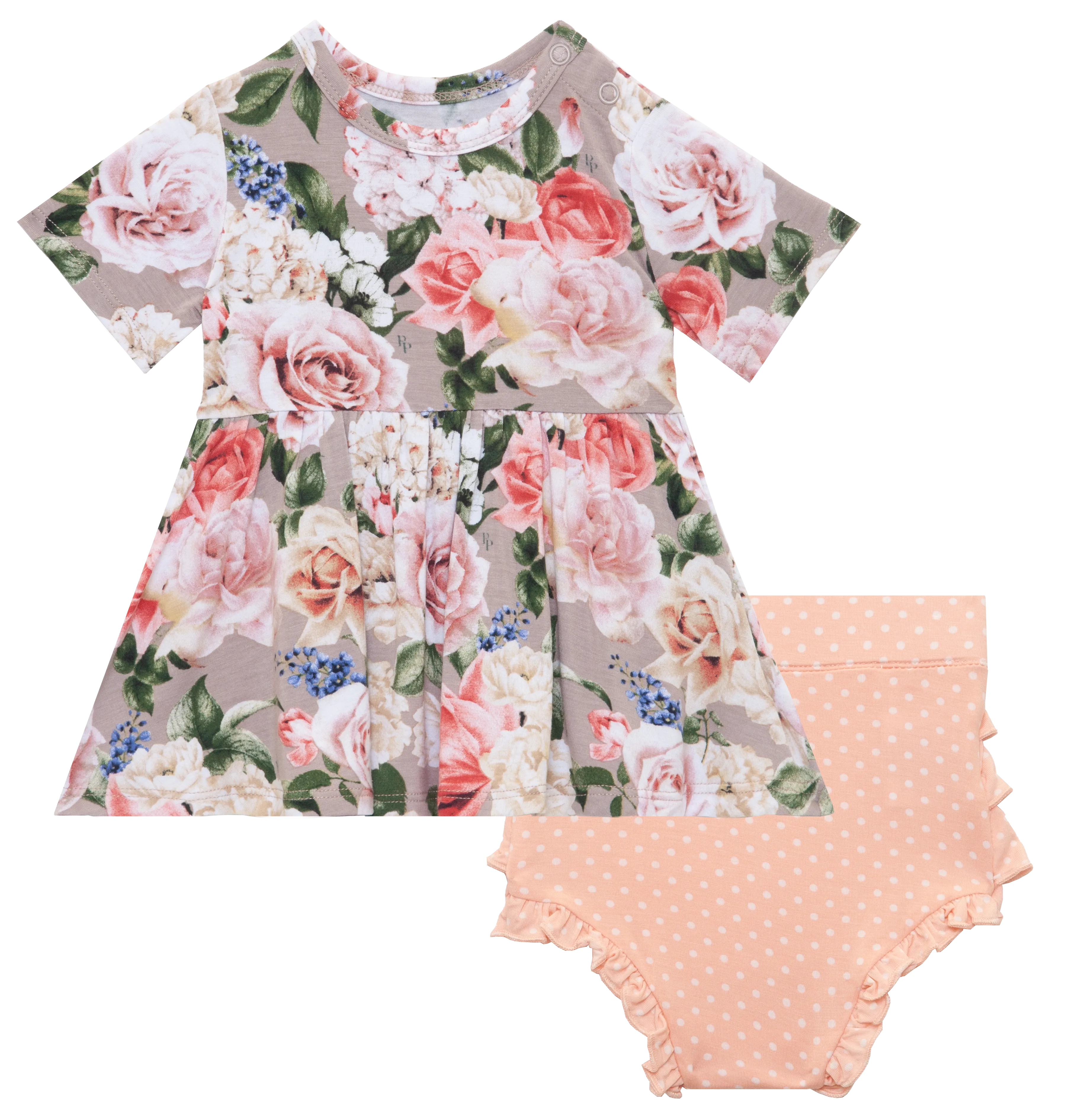 Posh Peanut Cassie S/S Basic Peplum Top & Bloomer Set