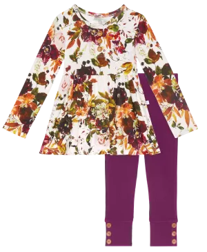 Posh Peanut Corinne L/S Henley Peplum Top & Legging Set