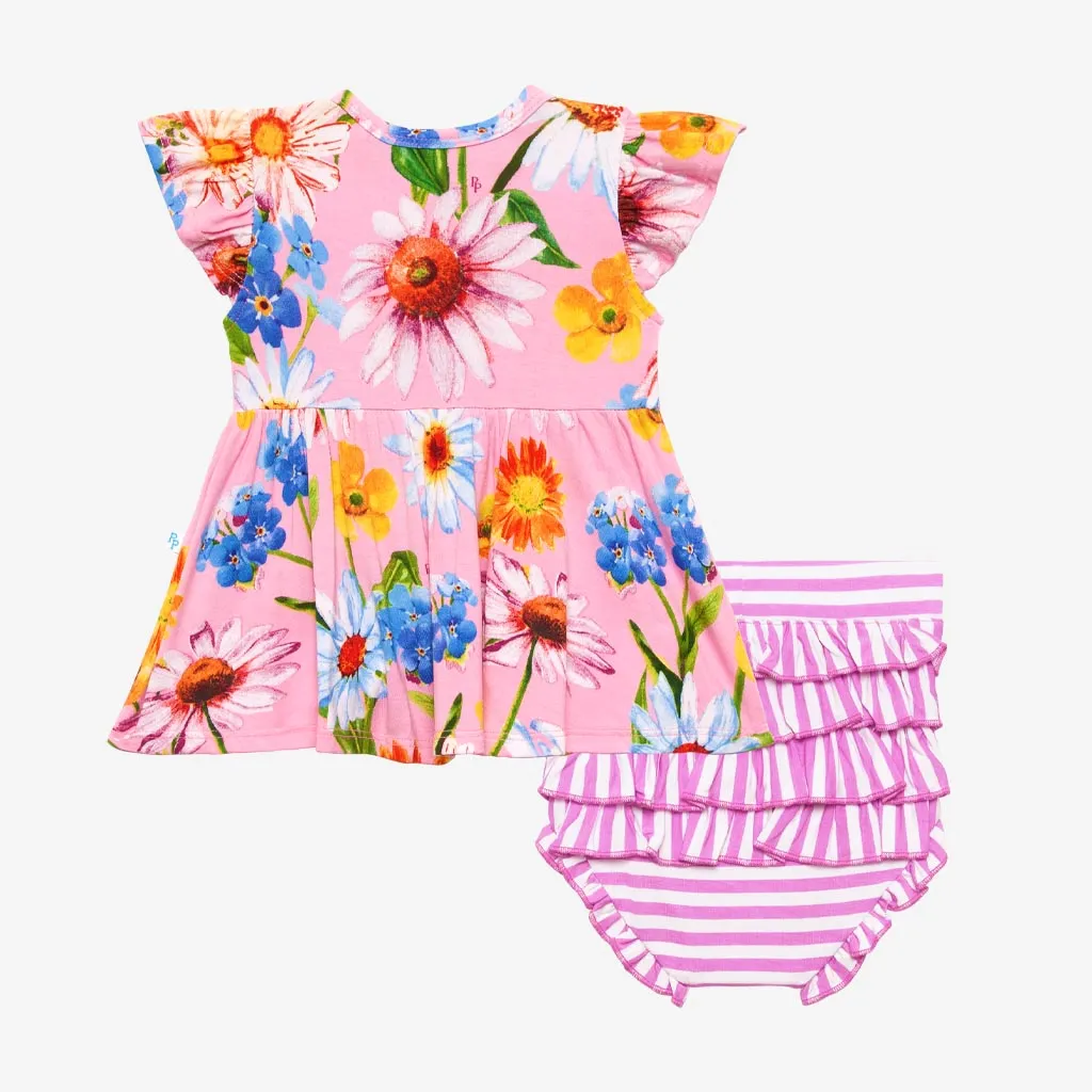 Posh Peanut Kaileigh Ruffled Capsleeve Basic Peplum Top & Bloomer Set