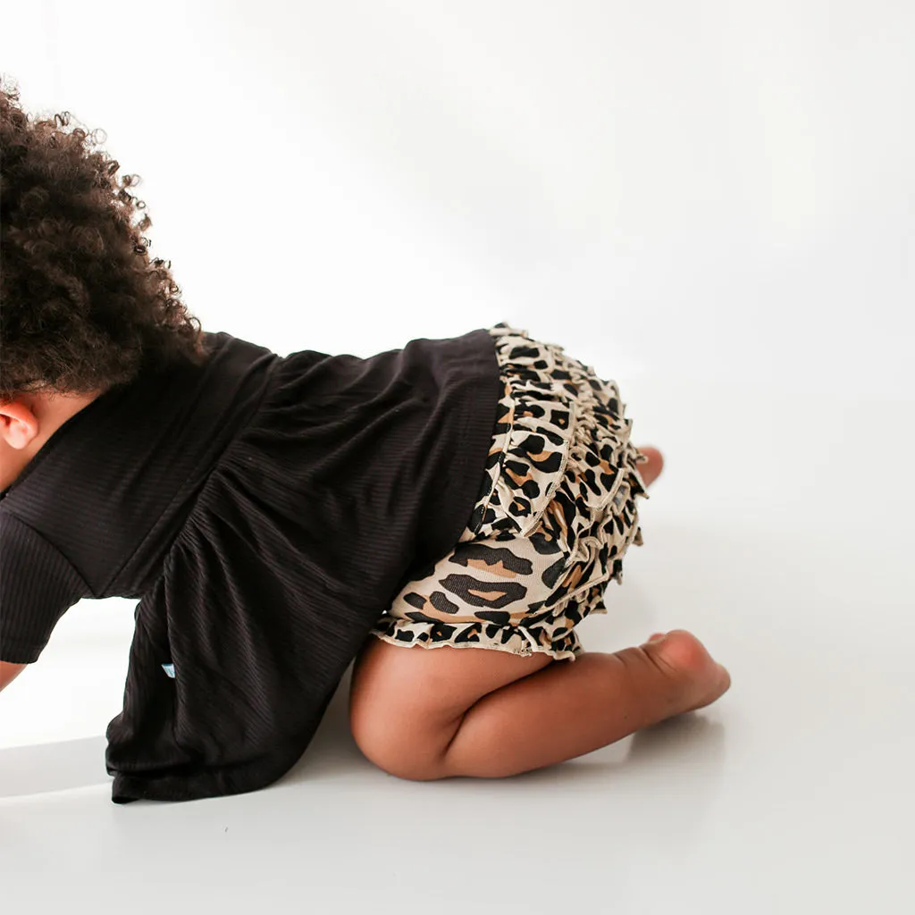 Posh Peanut Lana Leopard S/S Basic Peplum Top & Bloomer Set