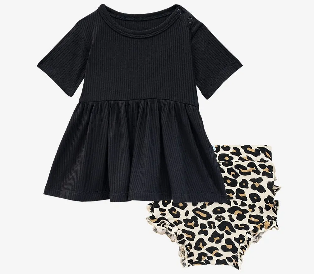 Posh Peanut Lana Leopard S/S Basic Peplum Top & Bloomer Set