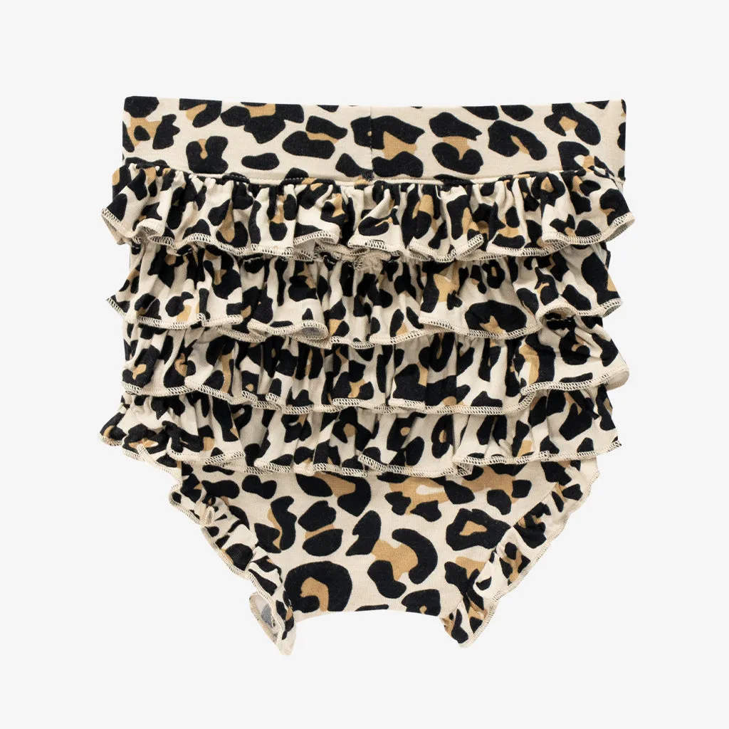Posh Peanut Lana Leopard S/S Basic Peplum Top & Bloomer Set