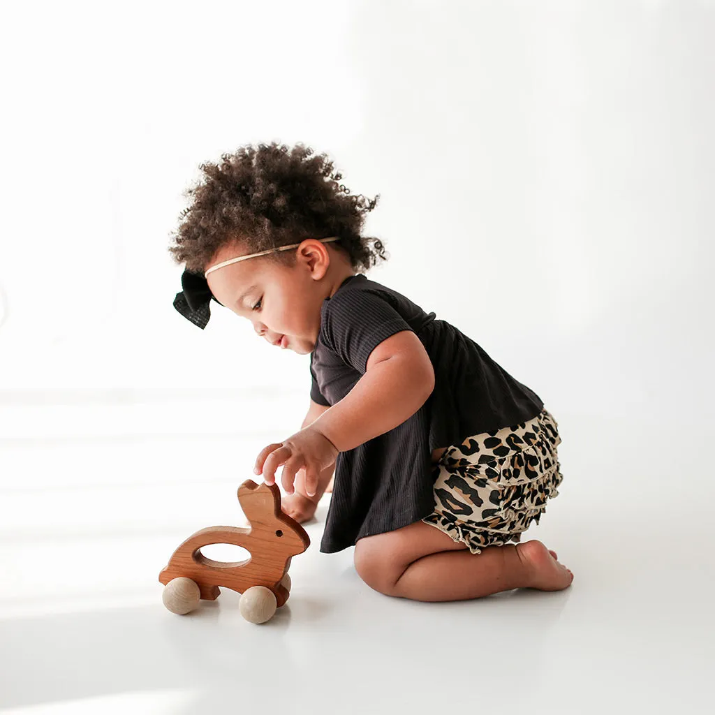 Posh Peanut Lana Leopard S/S Basic Peplum Top & Bloomer Set