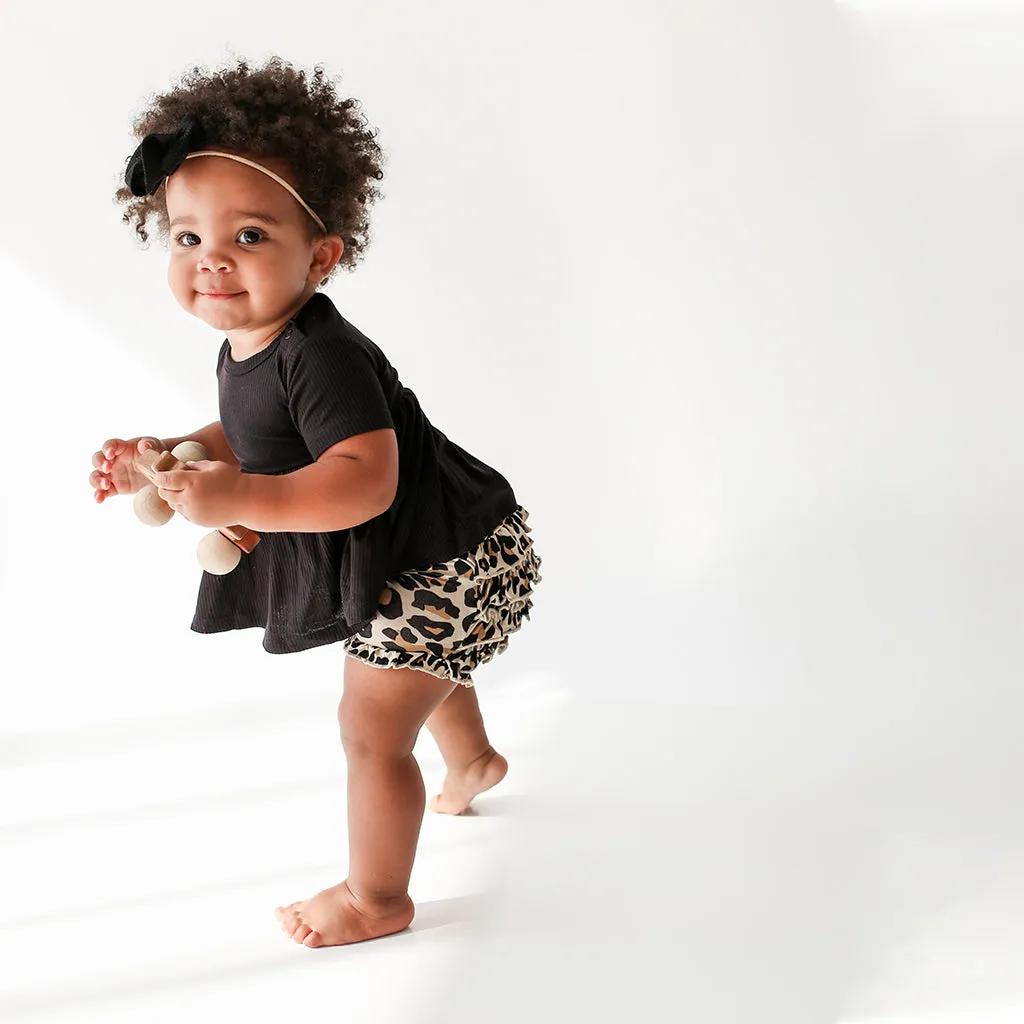 Posh Peanut Lana Leopard S/S Basic Peplum Top & Bloomer Set