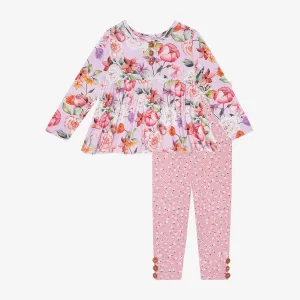 Posh Peanut Pari L/S Henley Peplum Top & Legging Set