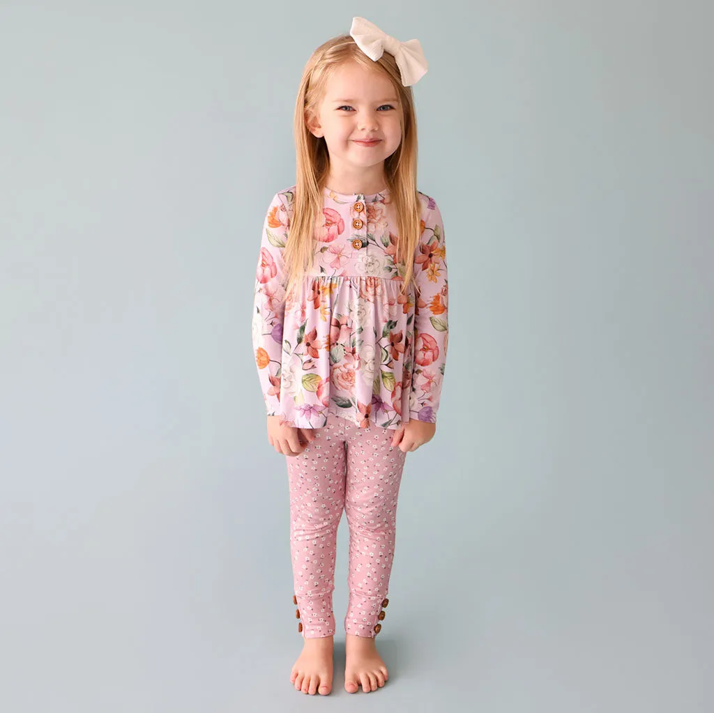 Posh Peanut Pari L/S Henley Peplum Top & Legging Set