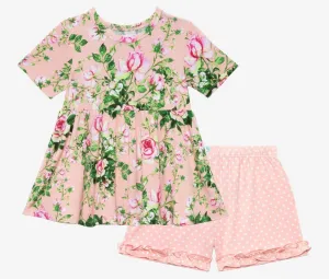 Posh Peanut Renia Capsleeve Peplum Top & Short Set