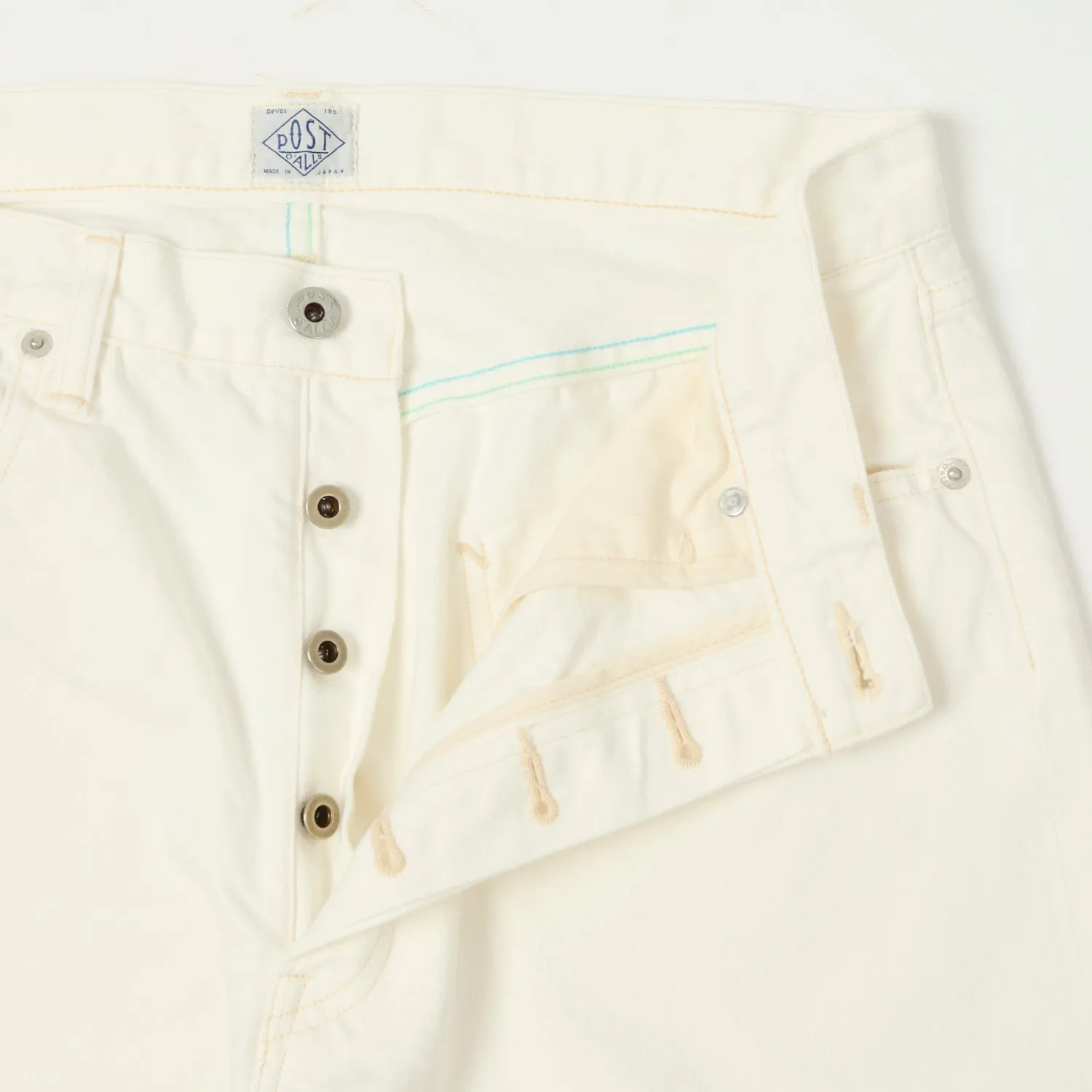 Post Overalls No.2 5-Pocket Denim Shorts - White
