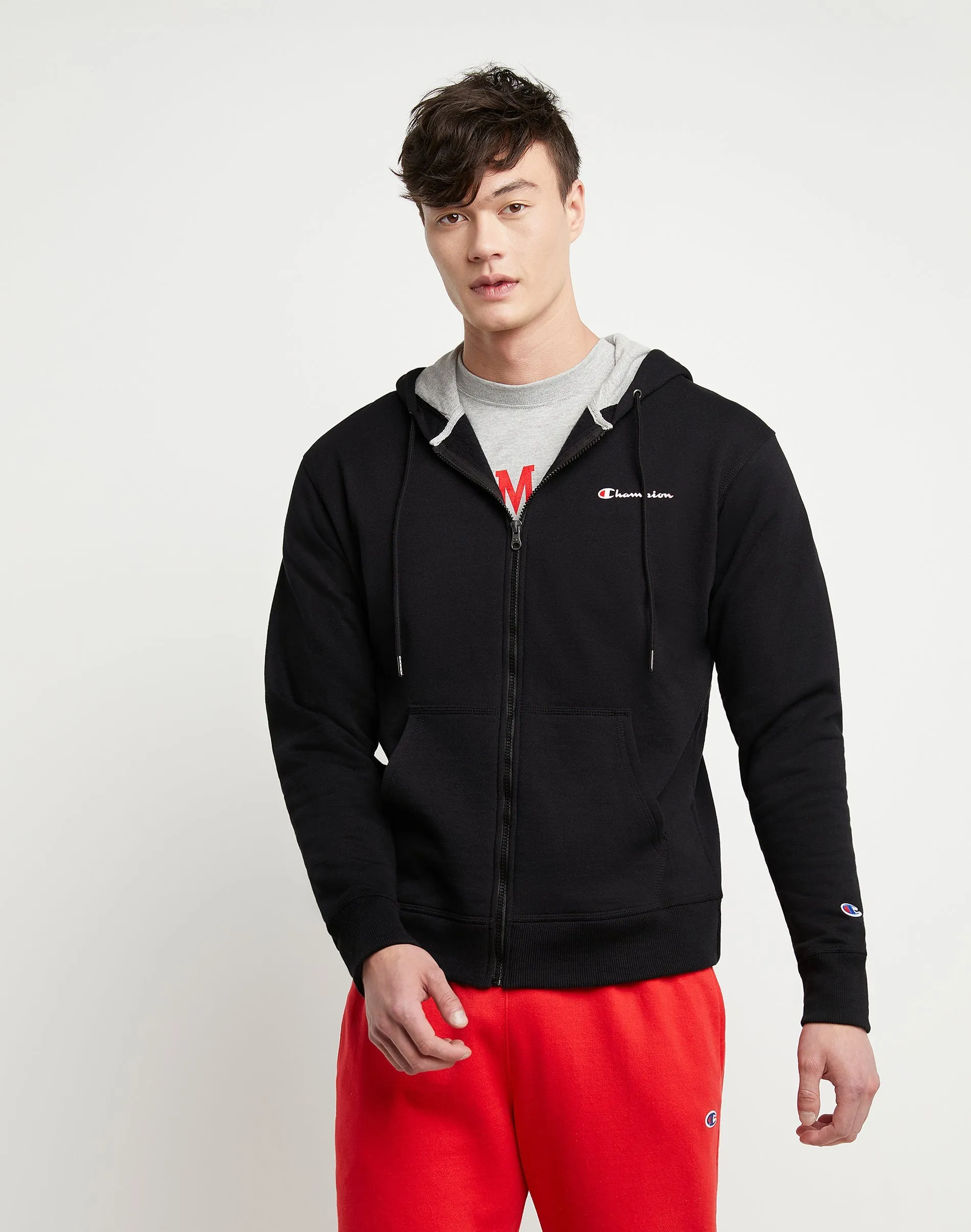 POWERBLEND MEN'S FLEECE FULL ZIP HOODIE - SCRIPT LOGO