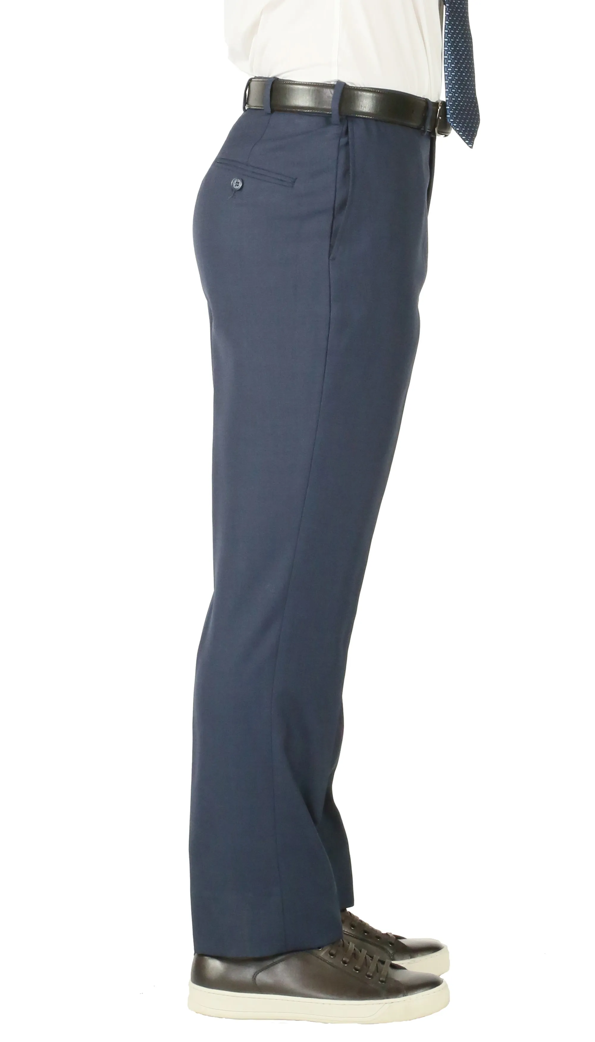Premium Blue Wool 2pc Stain Resistant Traveler Suit - w 2 Pairs of Pants