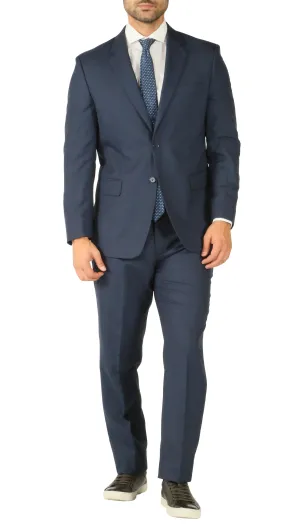 Premium Blue Wool 2pc Stain Resistant Traveler Suit - w 2 Pairs of Pants