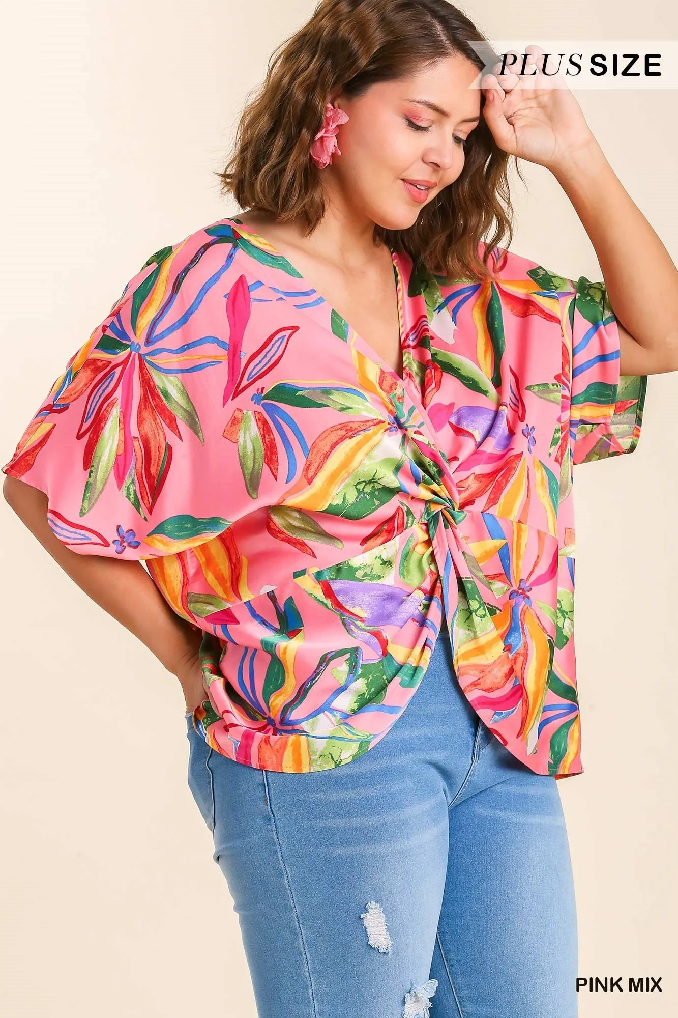 Print Front Twist Top