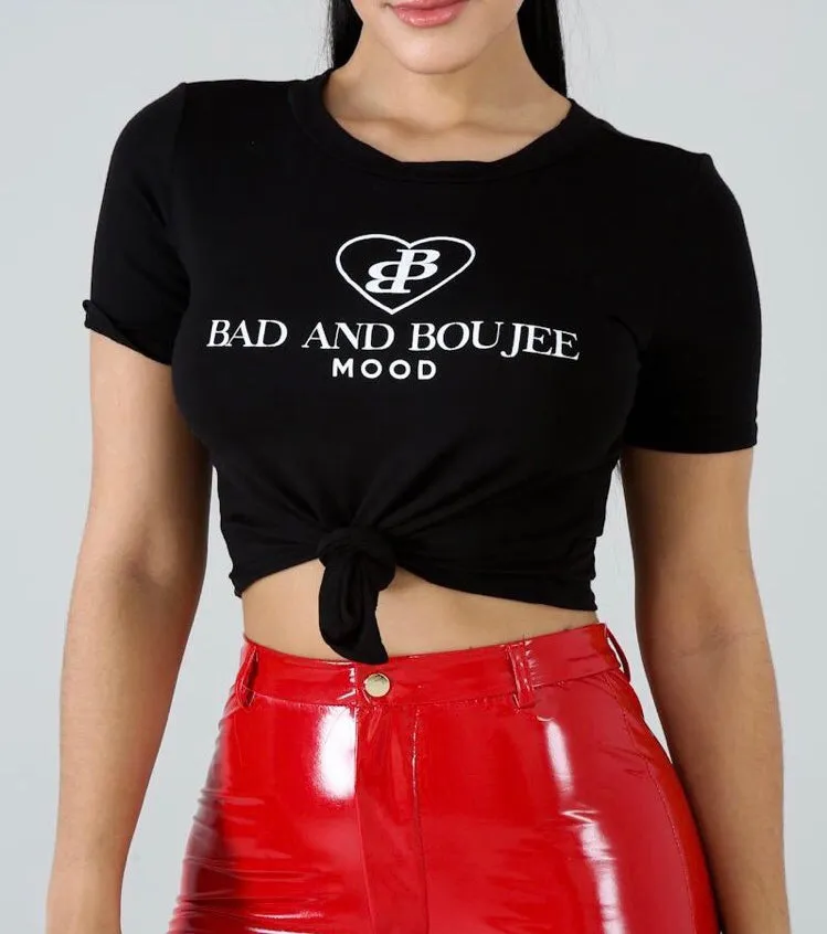PRINT KNOT FRONT CROP TOP