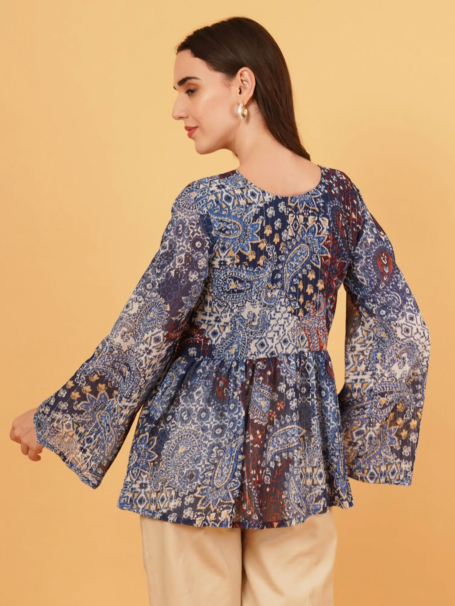 Printed chiffon top