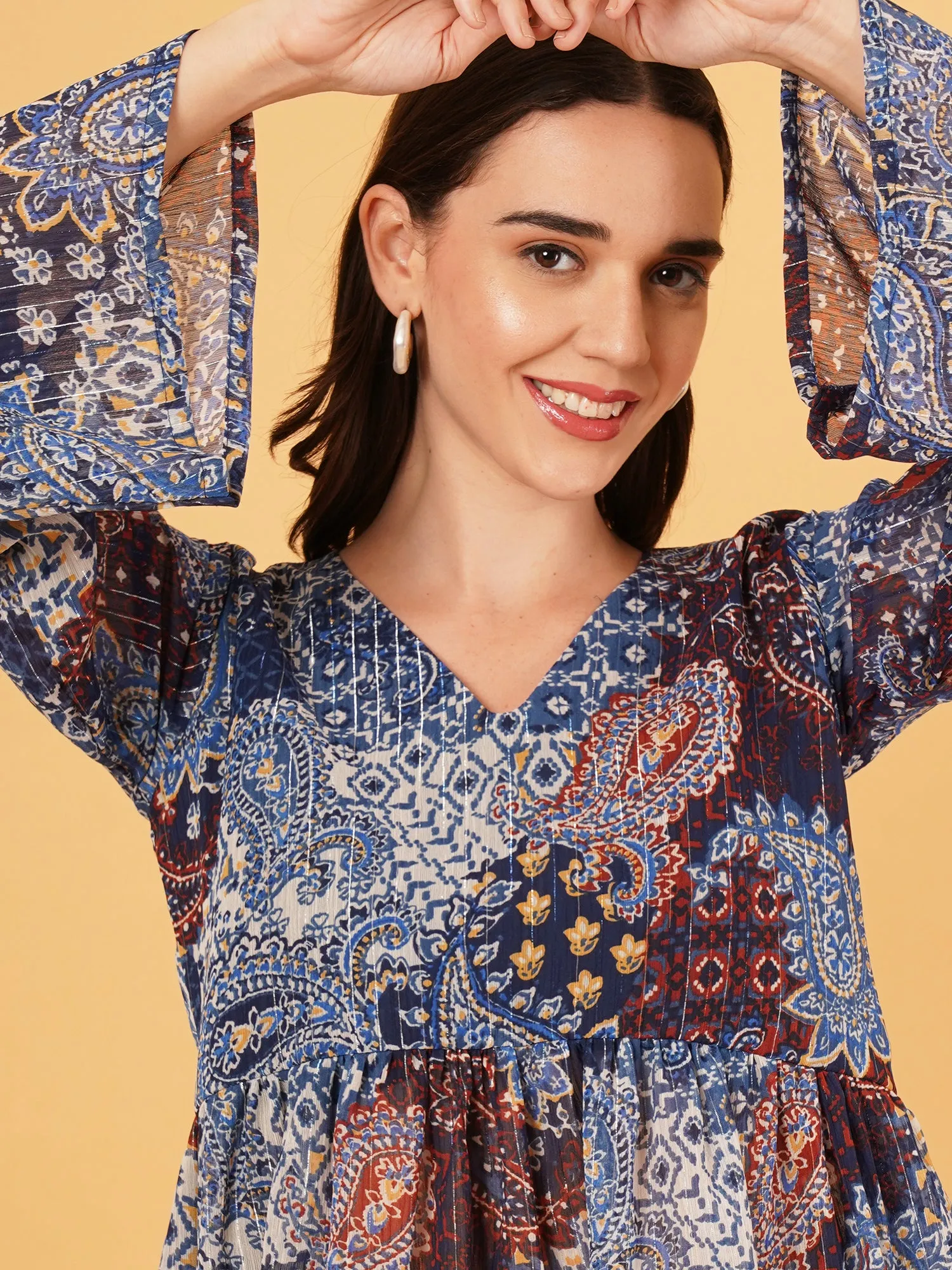 Printed chiffon top
