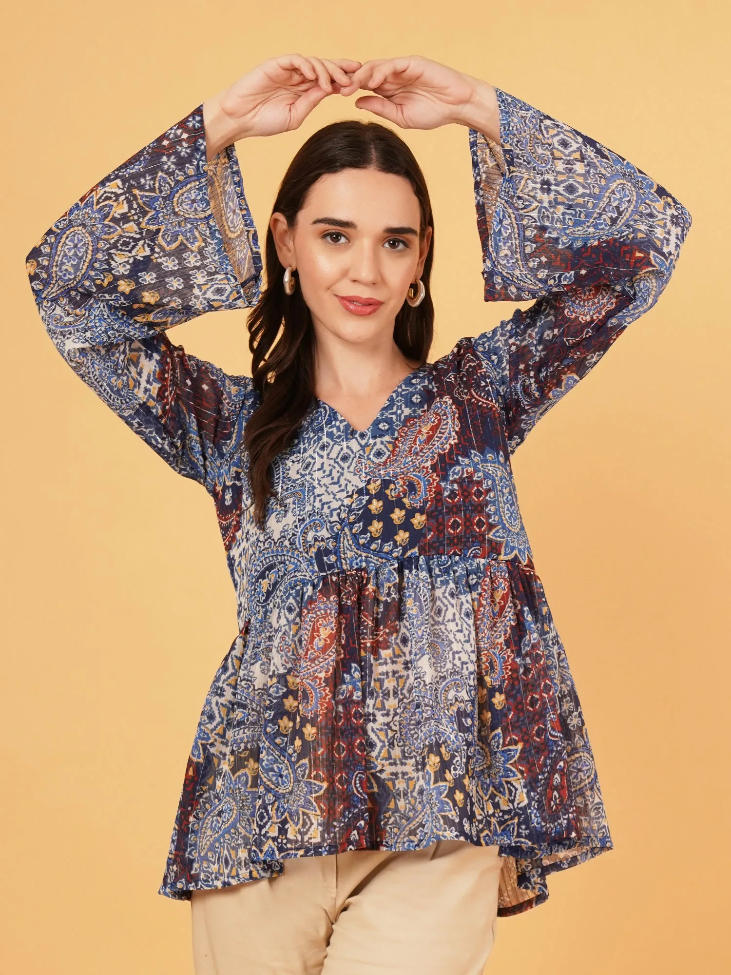 Printed chiffon top