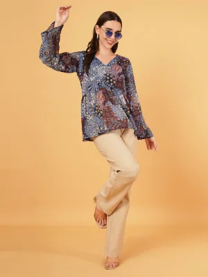 Printed chiffon top