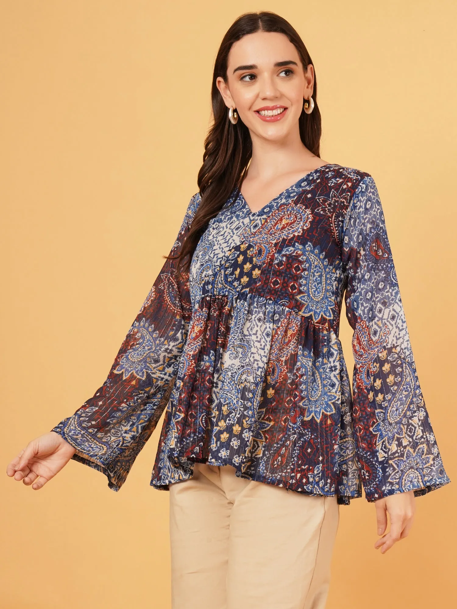 Printed chiffon top
