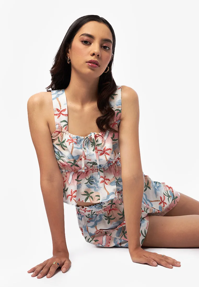 Printed Peplum Tank Top