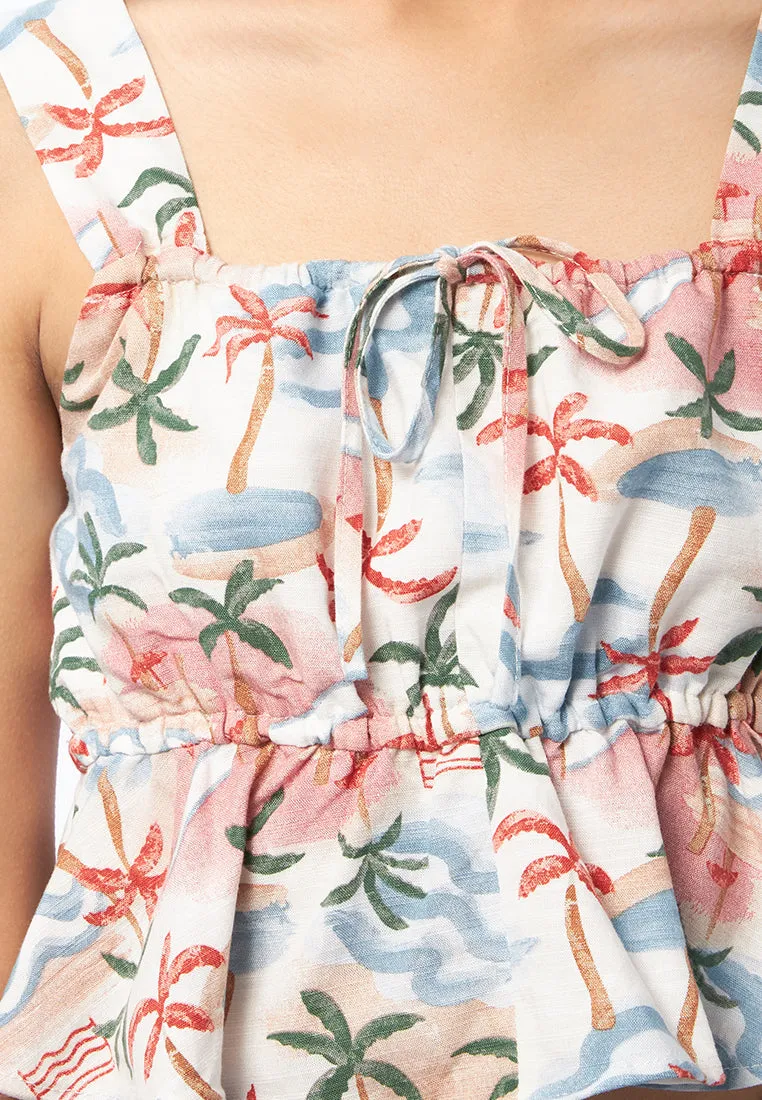 Printed Peplum Tank Top