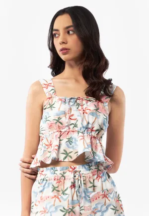 Printed Peplum Tank Top