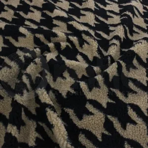 Printed Sherpa Fur Classic Check Fabric 145cm