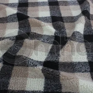 Printed Sherpa Fur Watson Check Fabric 145cm