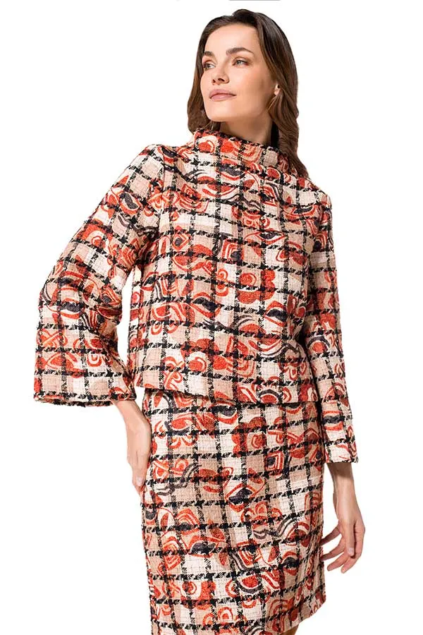 PRINTED SHORT JACQUARD TOP