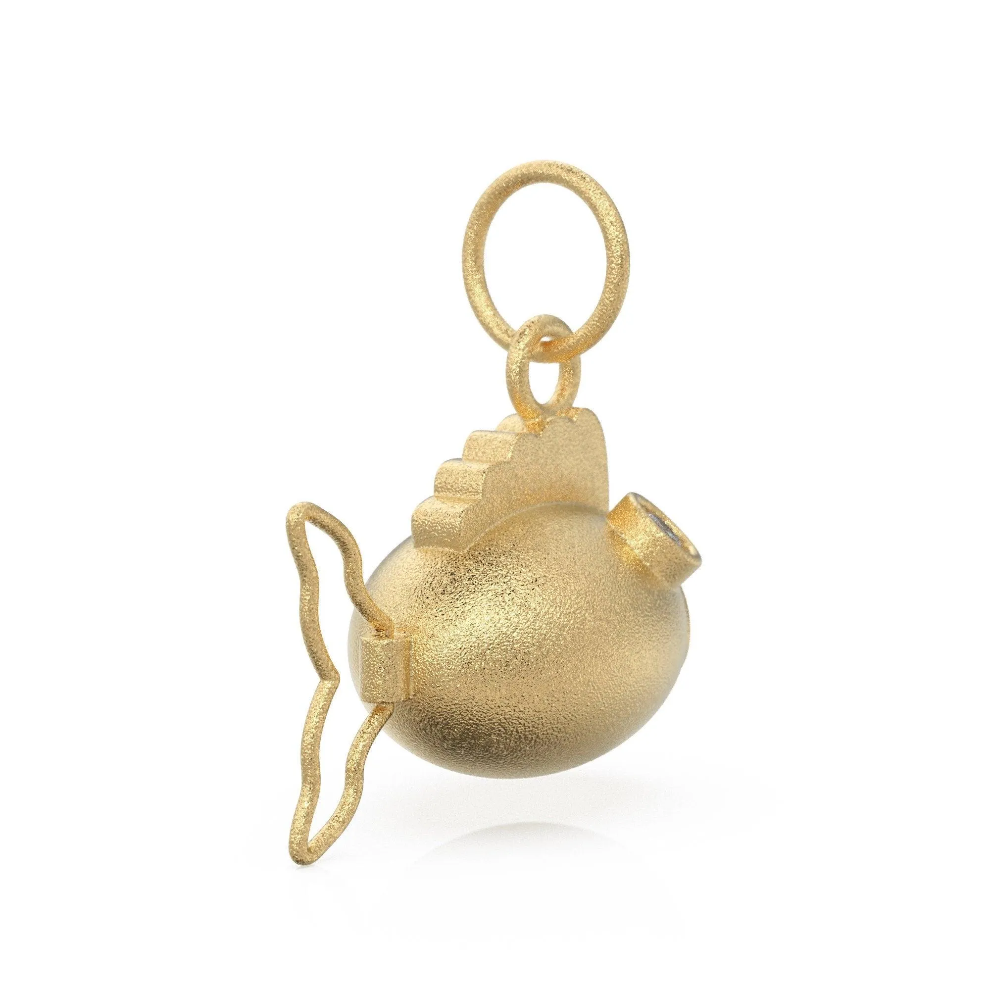 Puffer Fish 14k 18k Solid Gold Charm Pendant, Aquatic Charm, Gold Charm Finding / Fish Pendant / Florentine Finish / Pisces Zodiac Charm