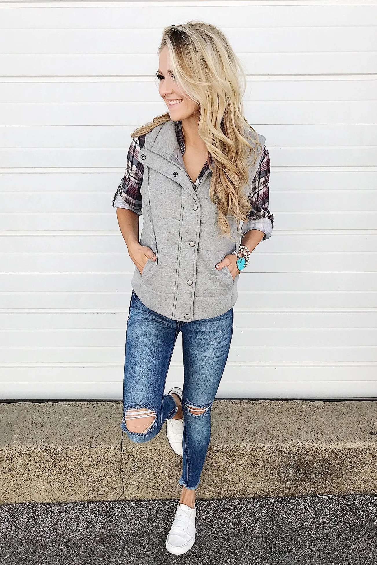 Puffer Vest- Heather Grey