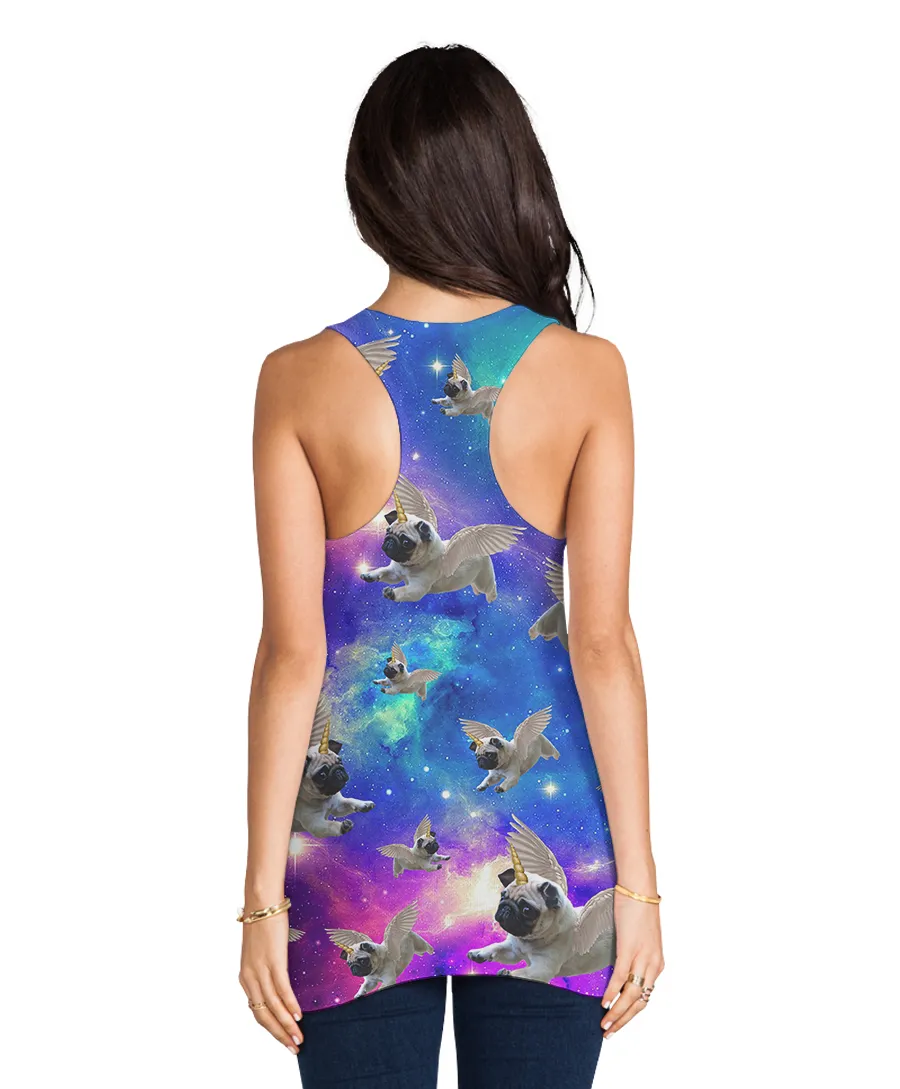 Pug Unicorn Galaxy Racerback Tank Top