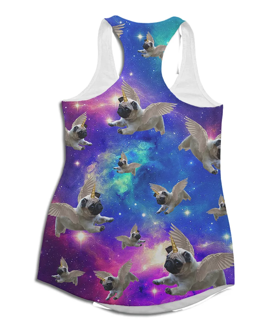 Pug Unicorn Galaxy Racerback Tank Top