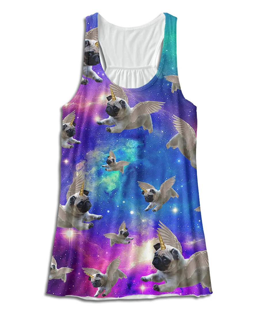 Pug Unicorn Galaxy Racerback Tank Top