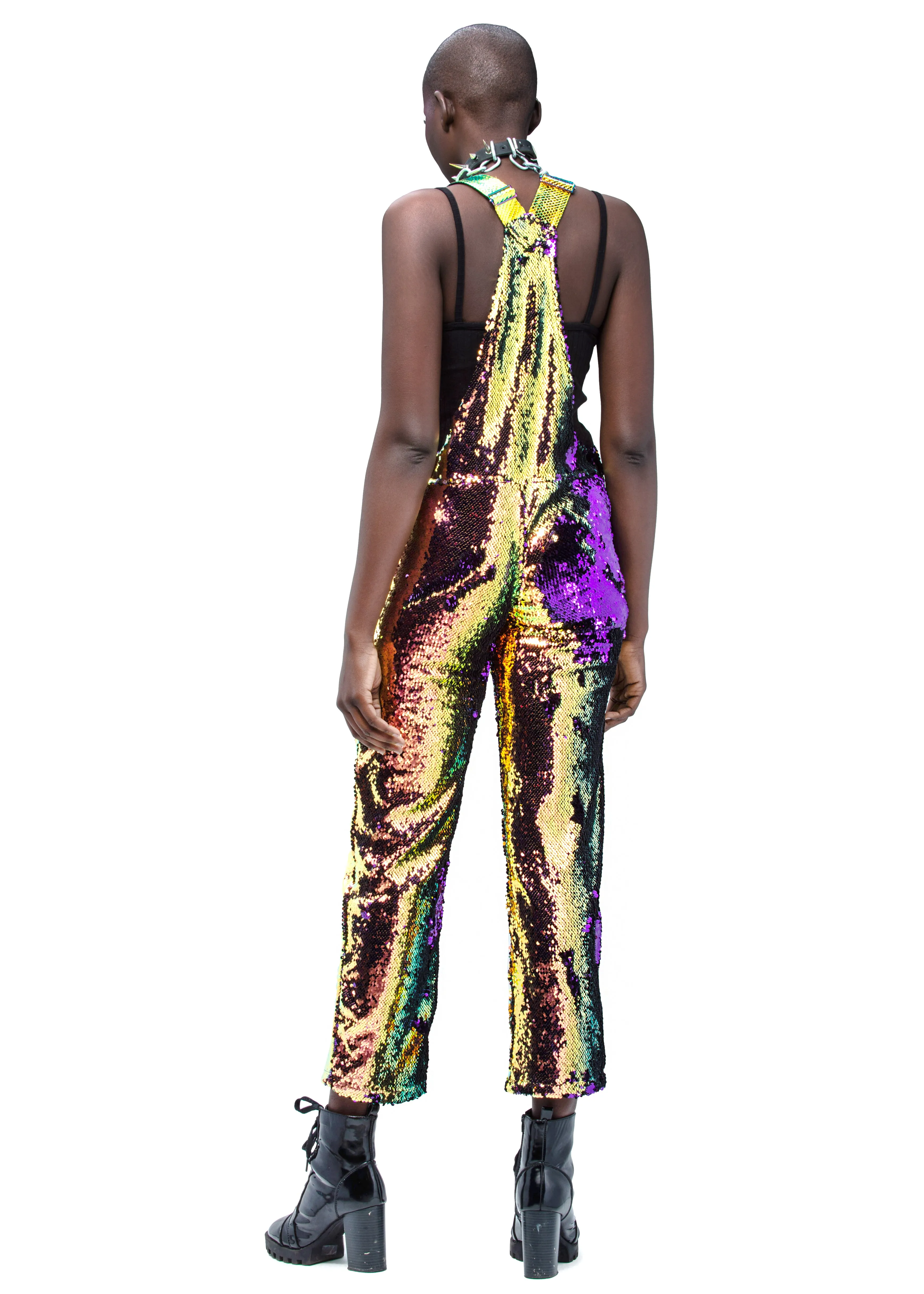 Purple Rain Men's Straight Leg Sequin Overalls