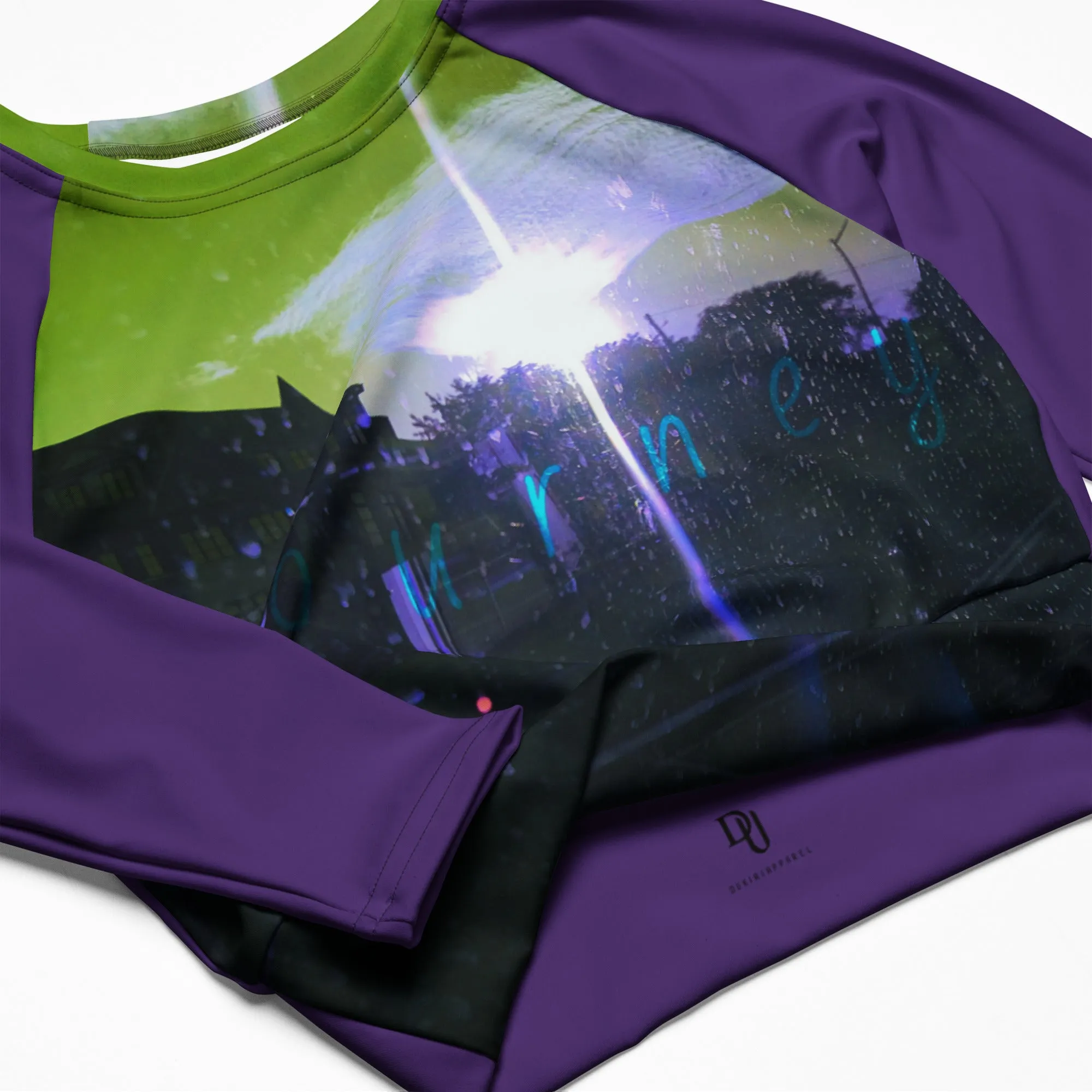 Purple Recycled long-sleeve crop top- Journey 2