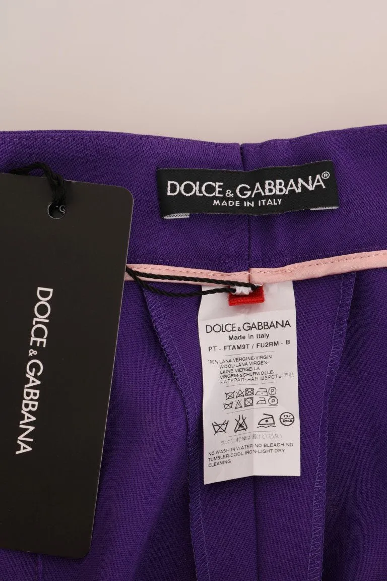 Purple Wool Flare Pants